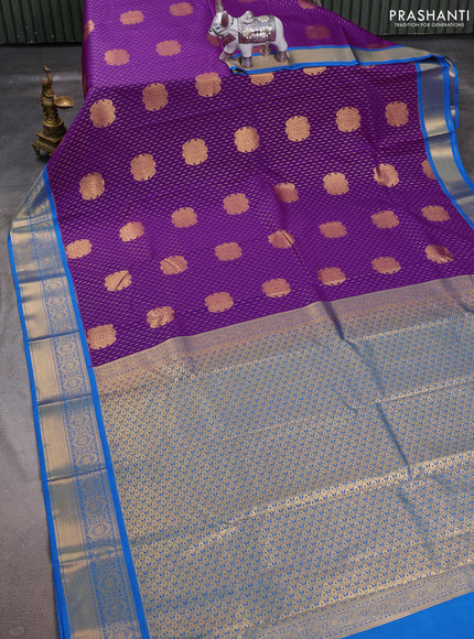 Purple & Blue Semi Kanchipuram Silk - Korvai