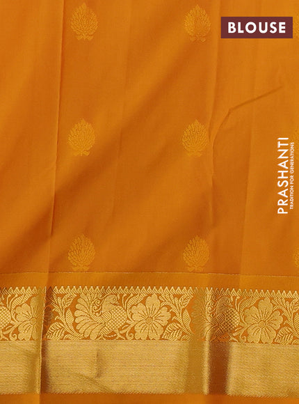 Purple & Mustard Yellow Semi Kanchipuram Silk - Korvai