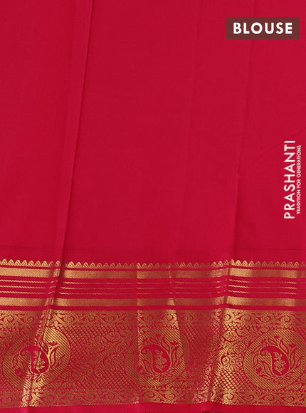 Teal Blue & Pink Semi Kanchipuram Silk - Korvai