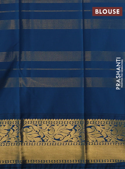 Red & Peacock Green Semi Kanchipuram Silk - Korvai