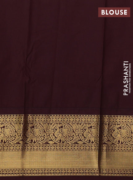Blue & Coffee Brown Semi Kanchipuram Silk - Korvai