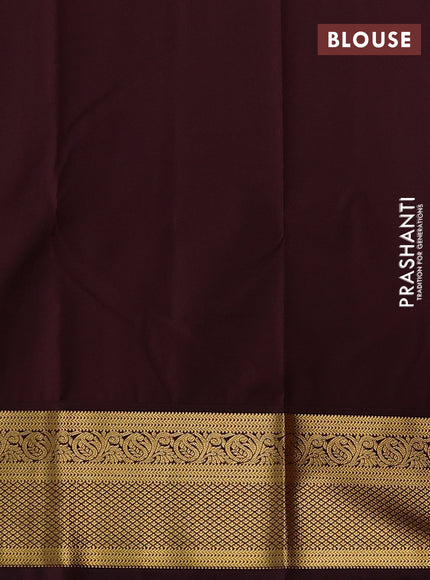 Mustard Yellow & Coffee Brown Semi Kanchipuram Silk - Korvai