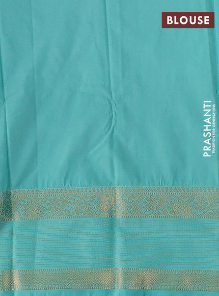 Purple & Teal Green Semi Kanchipuram Silk - Korvai