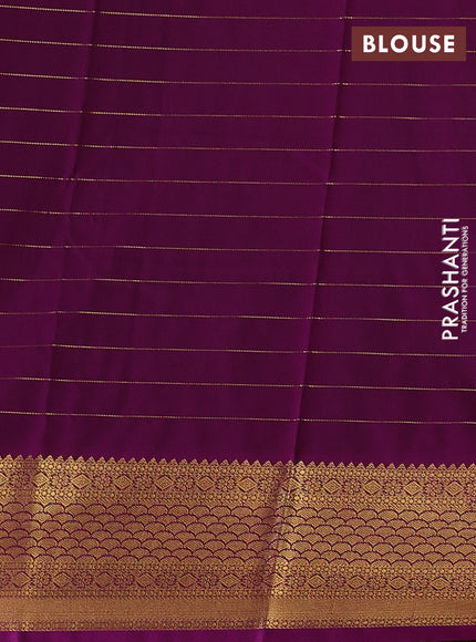 Mehendi Greeb & Purple Semi Kanchipuram Silk - Korvai