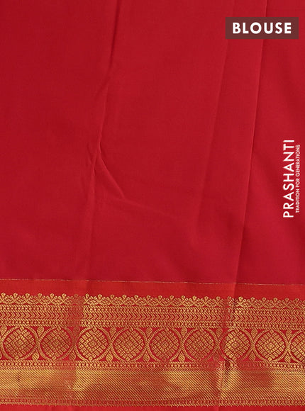 Navy Blue & Orange Semi Kanchipuram Silk - Korvai