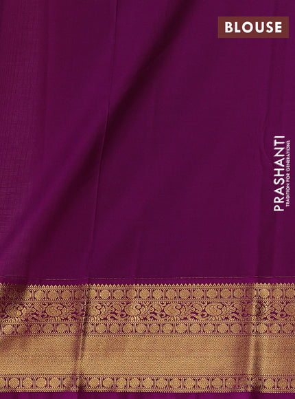 Pastel Green & Magenta Pink Semi Kanchipuram Silk - Korvai