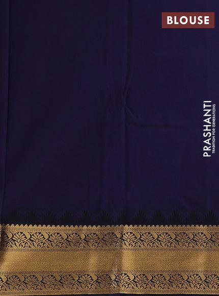 Pastel Pink & Navy Blue Semi Kanchipuram Silk - Korvai