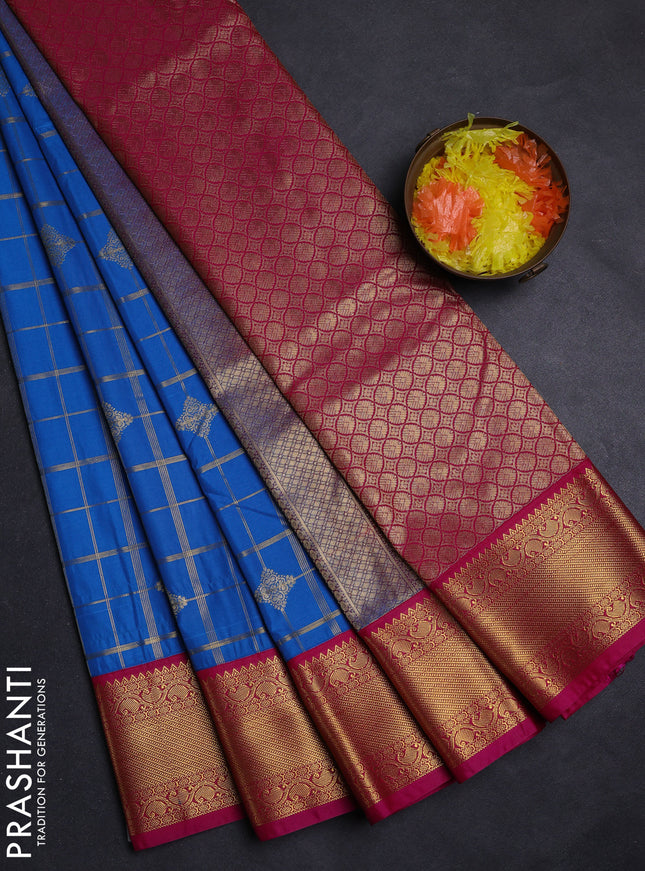 Cs Blue & Pink Semi Kanchipuram Silk - Korvai