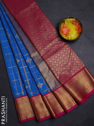 Cs Blue & Pink Semi Kanchipuram Silk - Korvai