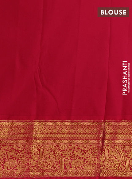 Mehendi Green & Pink Semi Kanchipuram Silk - Korvai