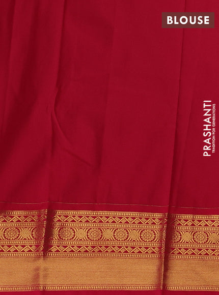 Grey & Red Semi Kanchipuram Silk - Korvai