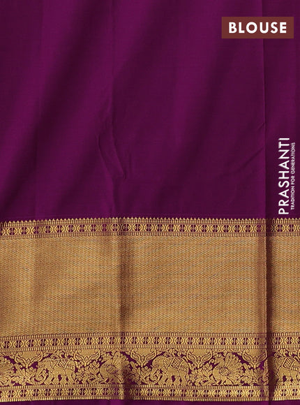 Teal Green & Magenta Pink Semi Kanchipuram Silk - Korvai