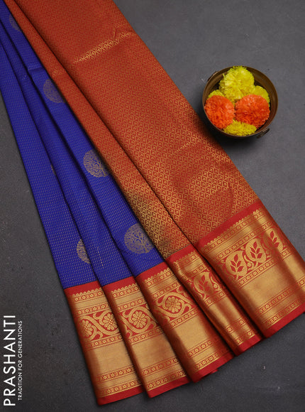 Blue & Maroon Semi Kanchipuram Silk - Korvai
