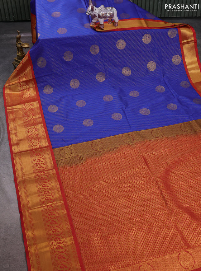 Blue & Maroon Semi Kanchipuram Silk - Korvai
