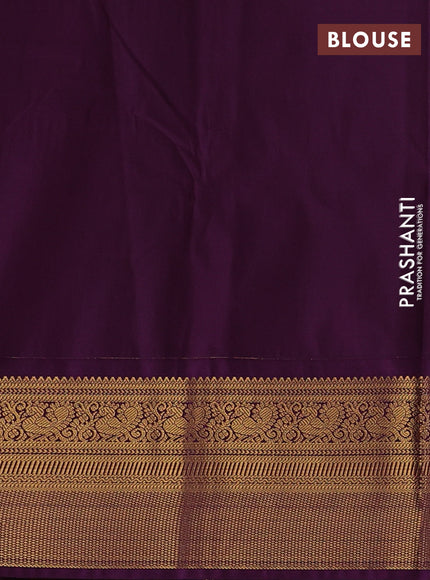 Teal Blue & Red Semi Kanchipuram Silk - Korvai