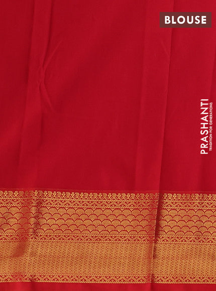 Green & Red Semi Kanchipuram Silk - Korvai