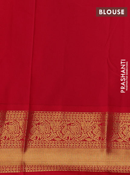 Pastel Pink & Red Semi Kanchipuram Silk - Korvai