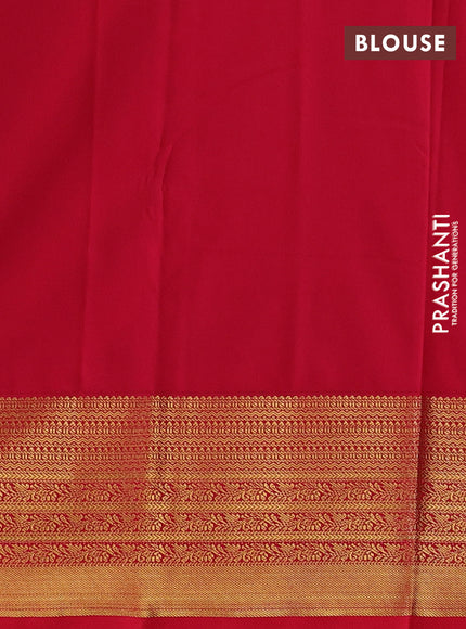 Blue & Red Semi Kanchipuram Silk - Korvai