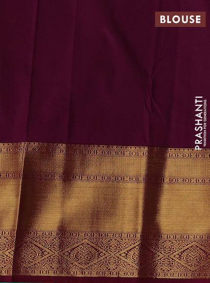 Teal Green & Wine Semi Kanchipuram Silk - Korvai