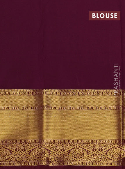 Peach Pink & Maroon Semi Kanchipuram Silk - Korvai