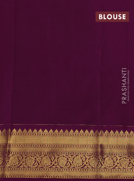 Mustard Yellow & Purple Semi Kanchipuram Silk - Korvai