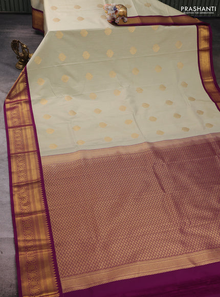 Pastel Green & Purple Semi Kanchipuram Silk - Korvai