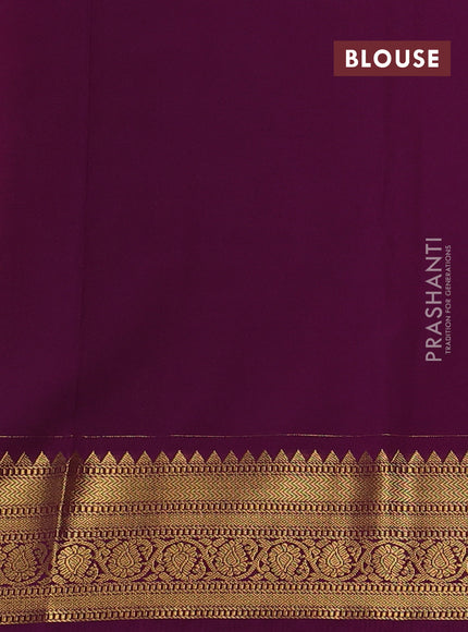 Pastel Green & Purple Semi Kanchipuram Silk - Korvai