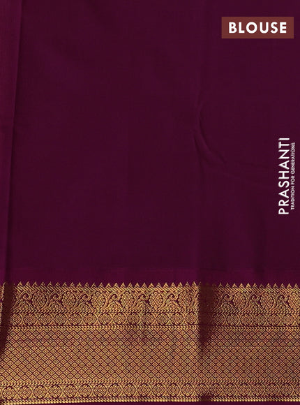 Beige & Purple Semi Kanchipuram Silk - Korvai