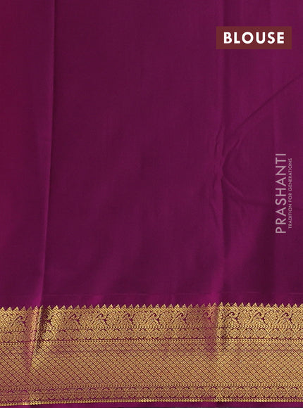 Peach Pink & Purple Semi Kanchipuram Silk - Korvai