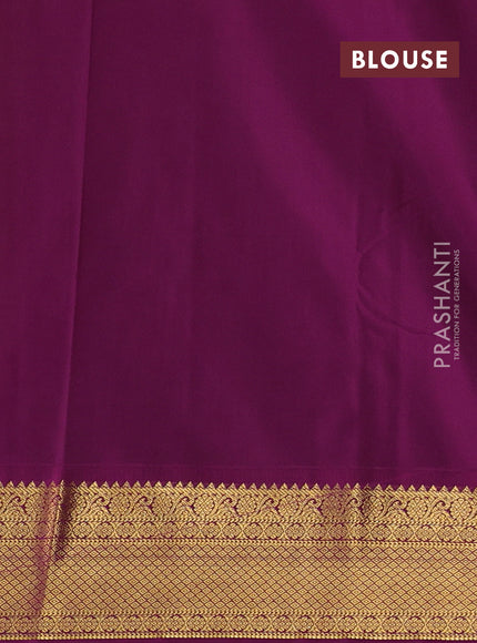 Lime Green & Purple Semi Kanchipuram Silk - Korvai
