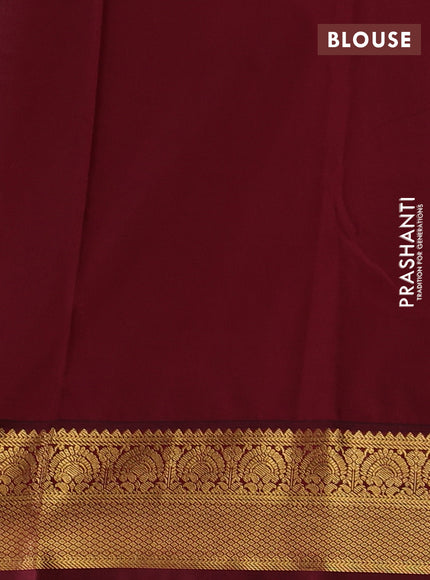 Teal Green & Maroon Semi Kanchipuram Silk - Korvai