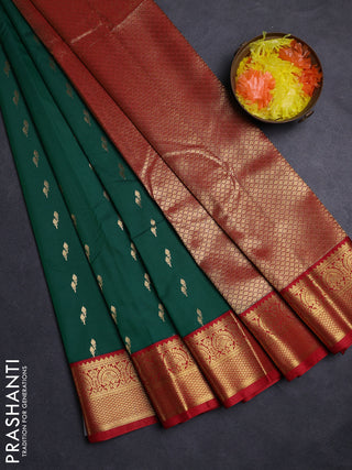 Green & Red Semi Kanchipuram Silk - Korvai