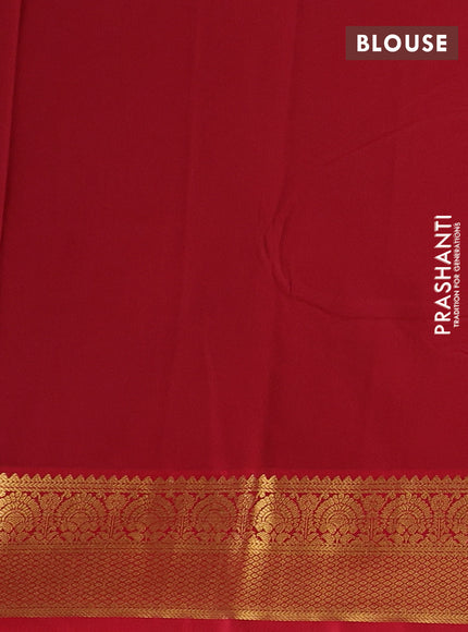 Green & Red Semi Kanchipuram Silk - Korvai