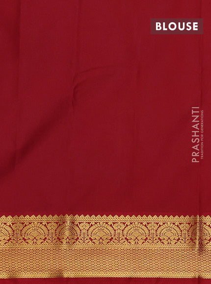 Mustard Yellow & Red Semi Kanchipuram Silk - Korvai