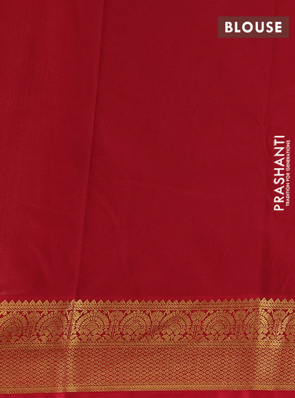 Pastel Green & Red Semi Kanchipuram Silk - Korvai