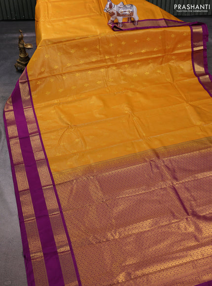 Mustard Yellow & Magenta Pink Semi Kanchipuram Silk - Korvai