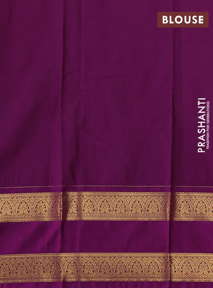 Mustard Yellow & Magenta Pink Semi Kanchipuram Silk - Korvai