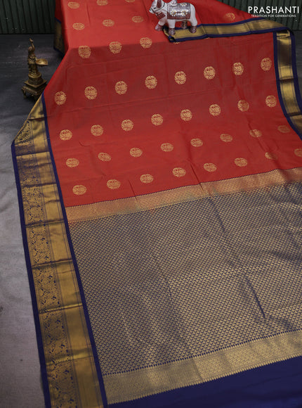 Maroon & Navy Blue Semi Kanchipuram Silk - Korvai