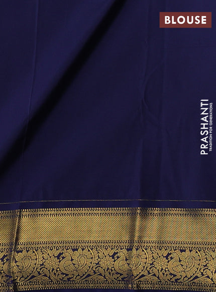 Maroon & Navy Blue Semi Kanchipuram Silk - Korvai