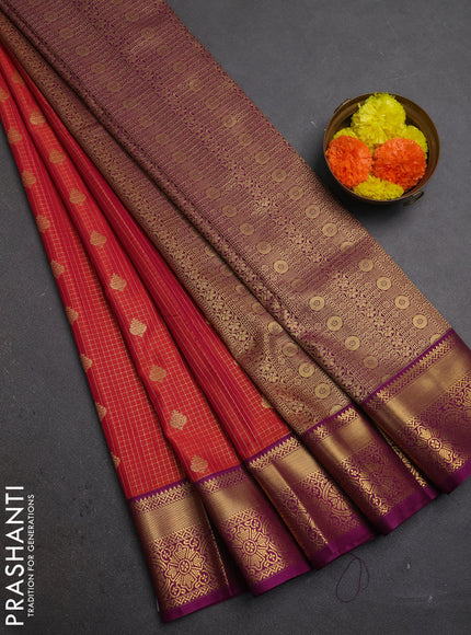 Pink & Magenta Pink Semi Kanchipuram Silk - Korvai