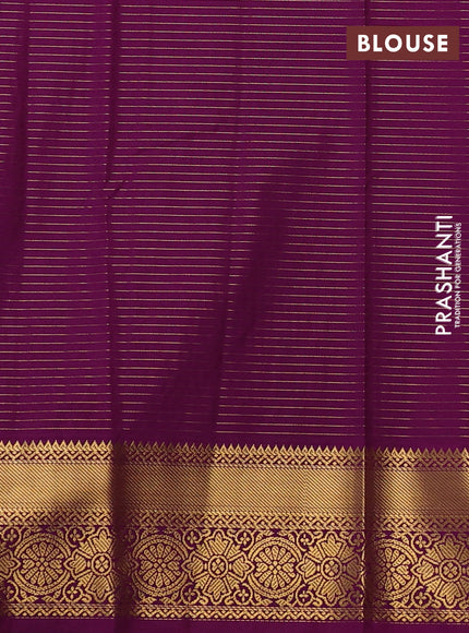 Beige & Magenta Pink Semi Kanchipuram Silk - Korvai