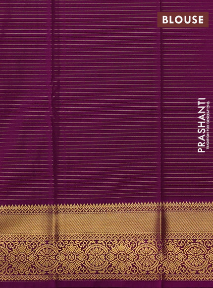 Teal Green & Magenta Pink Semi Kanchipuram Silk - Korvai