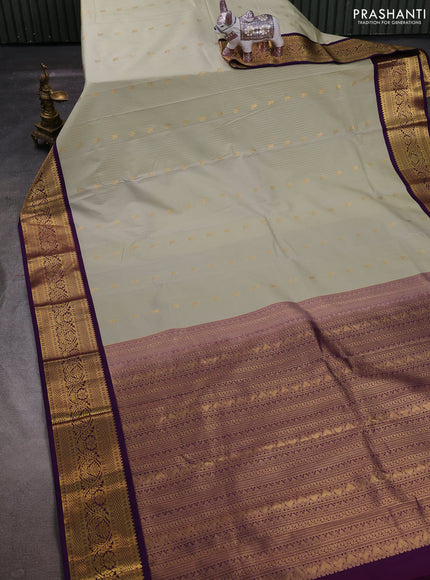 Pista Green & Purple Semi Kanchipuram Silk - Korvai