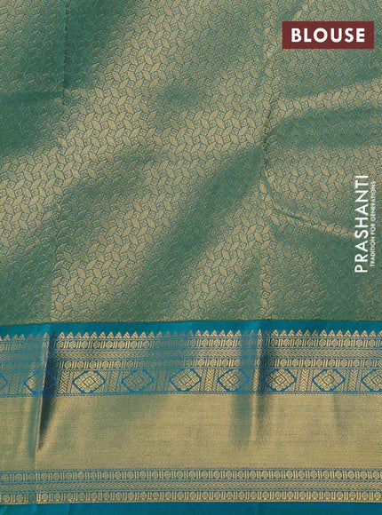 Red & Teal Green Semi Kanchipuram Silk - Korvai