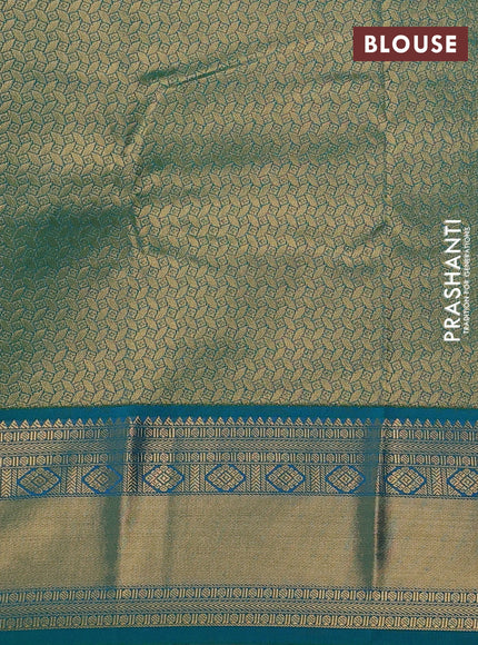 Sky Blue & Teal Green Semi Kanchipuram Silk - Korvai