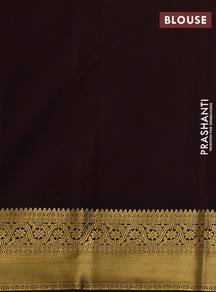 Peach Pink & Coffee Brown Semi Kanchipuram Silk - Korvai