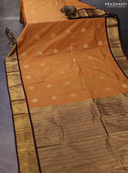 Mustard Yellow & Maroon Semi Kanchipuram Silk - Korvai