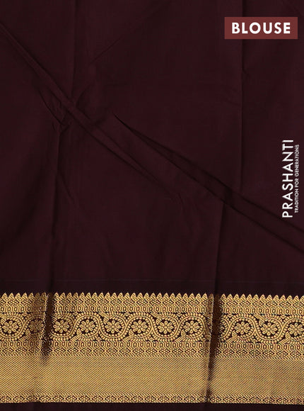 Mustard Yellow & Maroon Semi Kanchipuram Silk - Korvai