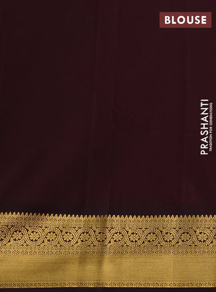 Teal Green & Coffee Brown Semi Kanchipuram Silk - Korvai