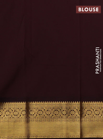 Pista Green & Coffee Brown Semi Kanchipuram Silk - Korvai